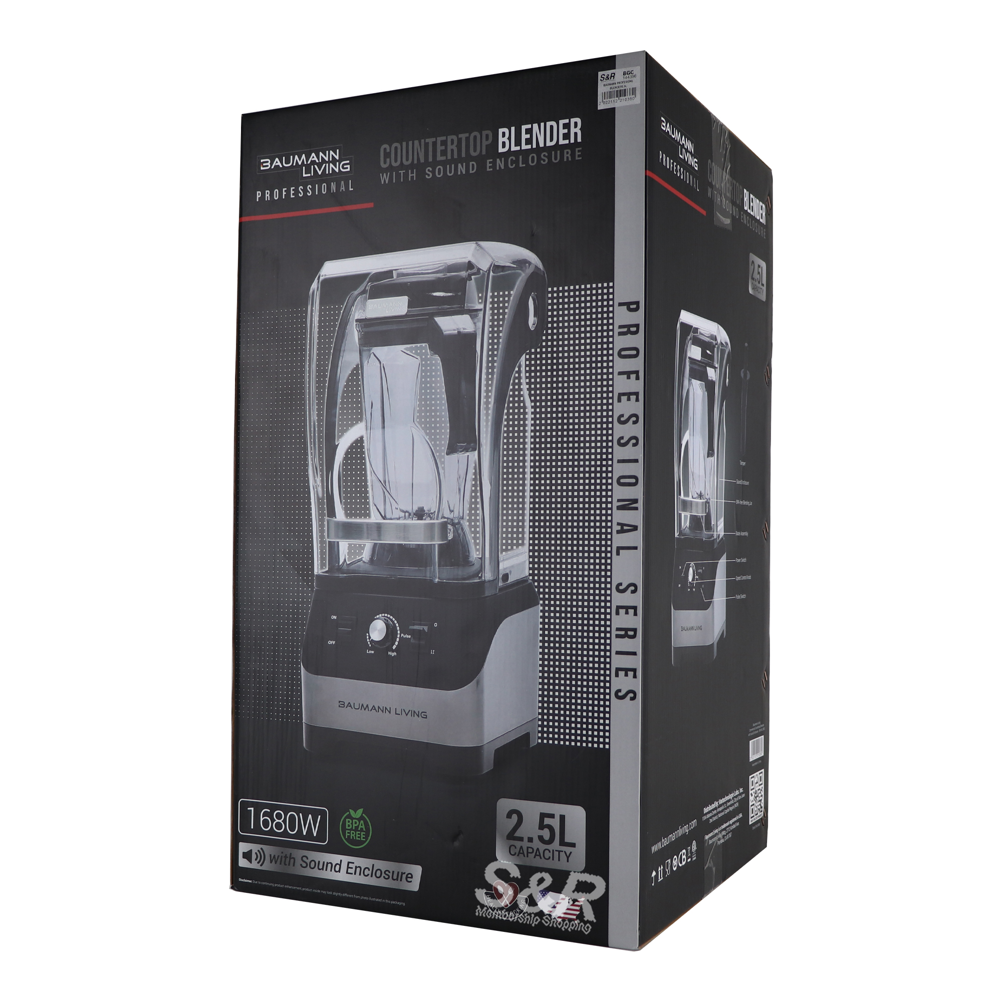 Baumann Living Professional Countertop Blender with Sound Enclosure BM-BL1880 Baumann Living Professional Countertop Blender with Sound Enclosure BM-BL1880